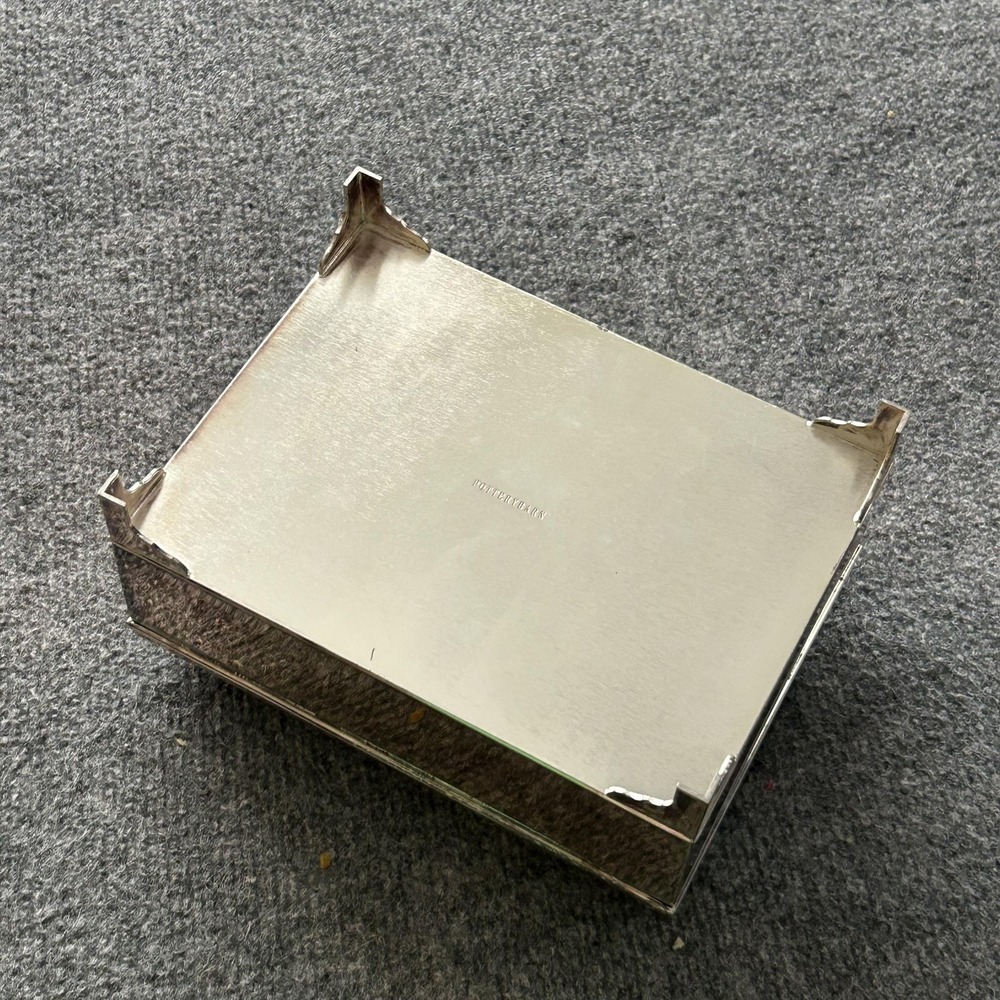 Pottery Barn Jewelry Box‎ Silver Mirror Domed Lid 10 X 10 Lock Key Velvet Lined - Picture 11 of 13